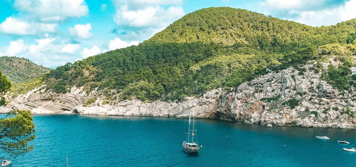 Coves in Ibiza accessed by boat